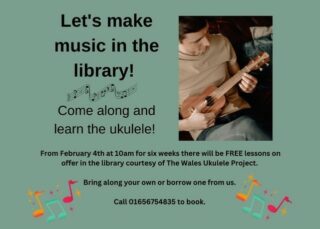 Ukulele for Beginners Course 🎼 

A free Ukulele for Beginners course starts at Maesteg Library this Saturday.

Visit Maesteg Libraries Facebook page, and look at the Events section for more information.

Running at 10am for the next six Saturdays, join these fun, free sessions courtesy of the Wales Ukulele Project. 

Call 01656 754825, email maesteg.library@awen-wales.com or message them on Facebook to book 📞 

#UkuleleForBeginnersCourse #AwenLibraries #WalesUkuleleProject